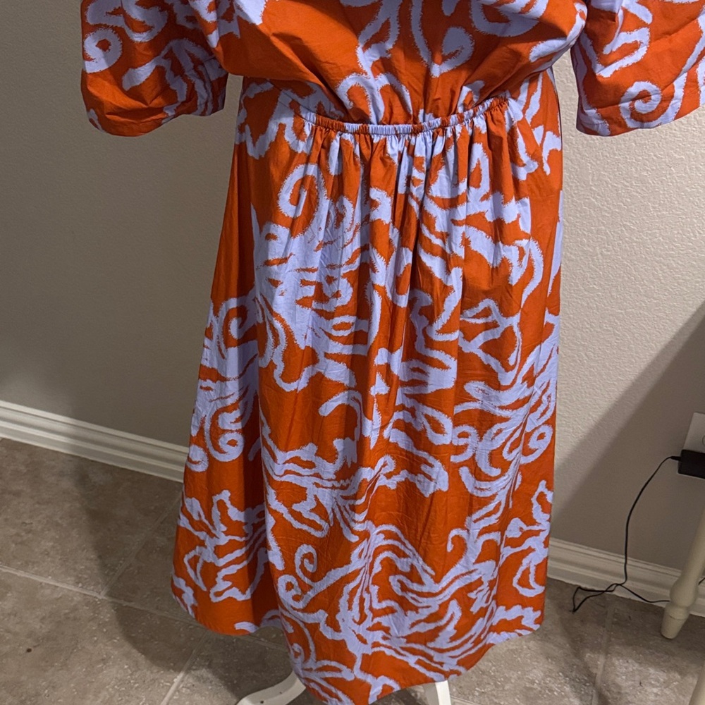 COS Orange and White Patterned Midi Dress‎ - Picture 6 of 10